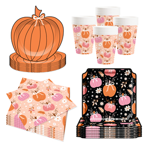 Juego de Platos y Servilletas de Papel para Fiesta de Acción de Gracias DAMAI, Kit de Vajilla Desechable con Decoraciones a Cuadros para 8 Personas - Product Image 3