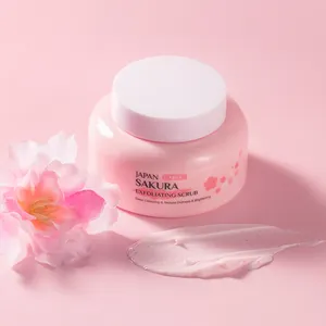 Sakura Jepang Scrub pengelupas kulit, Scrub Wajah 100g untuk pembersihan dalam mengurangi kegelapan kulit melembabkan kulit kering