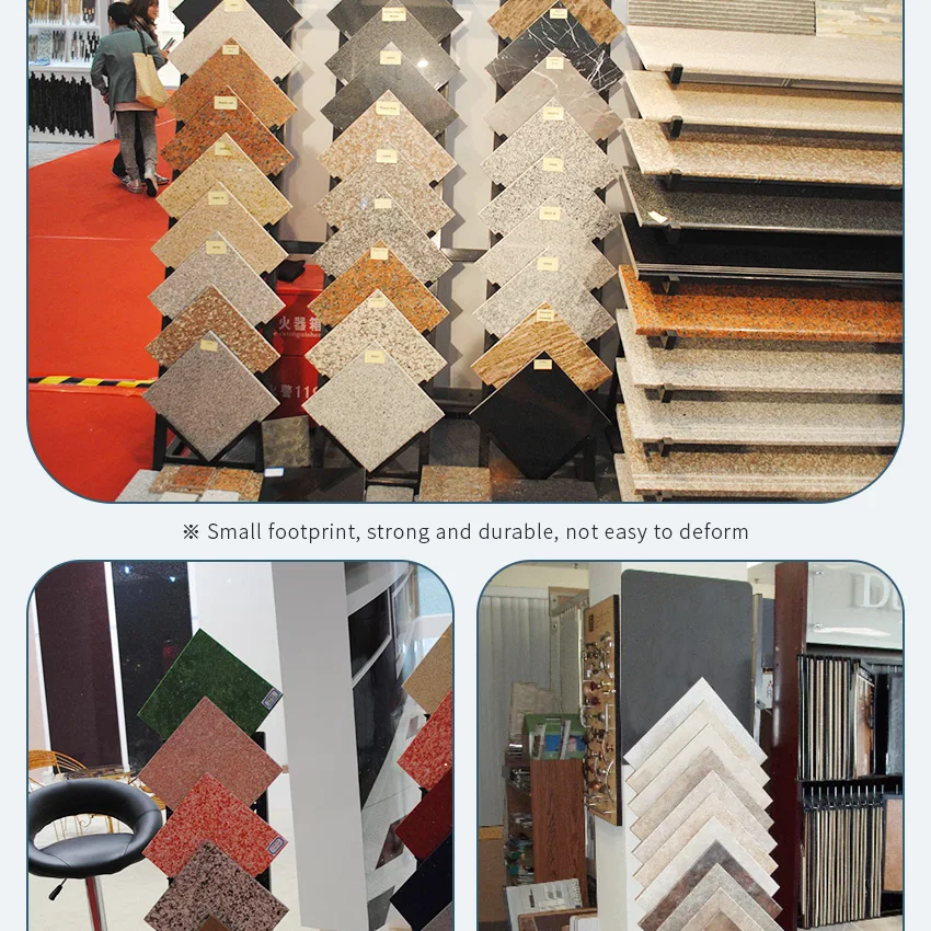 Custom 12 Tier Portable Quartz Tower Rack Granite Marble Showroom Display Racks Metal Ceramic Stone Floor Stand For Tile