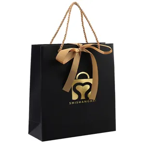 Sacs en papier artisanal de luxe avec logo, fabricant personnalisé, petit sac en papier de shopping, bijoux, cosmétiques, sacs cadeaux