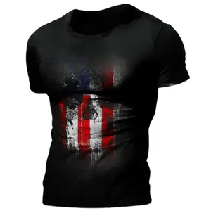 Herrenbekleidung übergroßes T-Shirt Herren ganzkörper-Patriotisch bedrucktes Hemd amerikanische Flagge Oberteil Sommer-T-Shirt