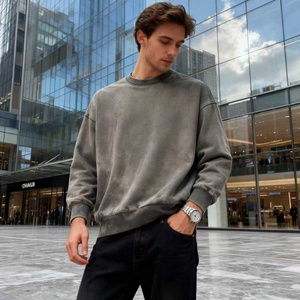 TKAN352D personnalisé hommes hiver Streetwear Style Vintage surdimensionné poids lourd 100% coton lavage à l'acide garder au chaud sweat à capuche col rond - Product Image 1