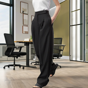 Pantaloni da Donna Ecologici in Poliestere e Cotone, Vita Alta Elasticizzata, Vestibilità Regolare, Abbigliamento Casual Primaverile - Product Image 3