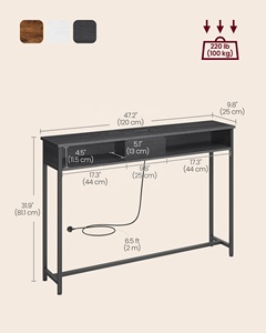 <span class=keywords><strong>VASAGLE</strong></span> <span class=keywords><strong>Console</strong></span> Table d'entrée Table d'entrée étroite noire avec station de charge - Product Image 4