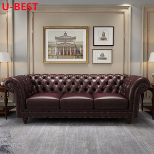 U-BEST Canapé 3 places en cuir rétro, canapé d'appartement, canapé, divan, canapé, meubles de salon de maison, meubles de salon - Product Image 1
