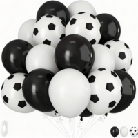 Ballons confettis en caoutchouc imprimés football de 12 pouces, décoration de fête, arche, noir, vert, blanc, biodégradable, 30 pièces