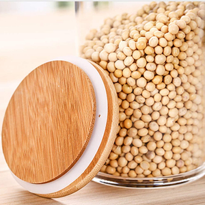 Amazon top selling jars wood for candle borosllicate spice glass jar food storage bamboo lid