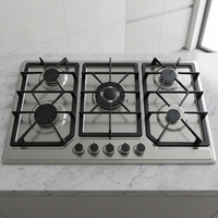 Kompor Gas Tanam 5 Tungku Stainless Steel untuk Rumah Tangga, Peralatan Dapur, Penghisap Asap