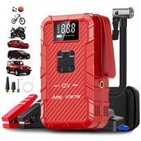 Démarreur de voiture portable 12V et gonfleur de pneus, booster de batterie, batterie externe 4 en 1 avec compresseur d'air