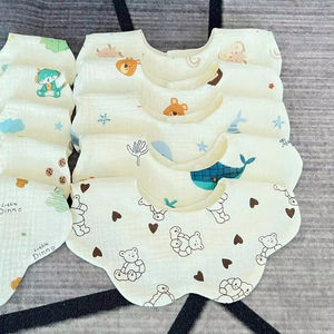 Newborn Bib Collection <b>Muslin</b> Cotton <b>Baby</b> Bibs Flower Style Double Layer Absorbent Snap Button Custom Size - Product Image 1