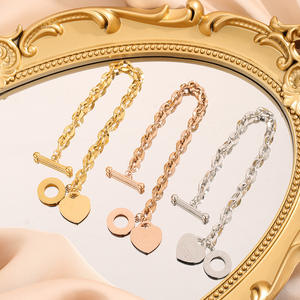 Oem Acero Inoxidable Señoras Amor Corazón Mujeres Acero Inoxidable Cadena Pulsera Moda 2024 Brazaletes Brazalete - Product Image 2