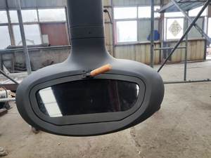 Chimenea <span class=keywords><strong>de</strong></span> leña personalizable para interiores, suspendida, <span class=keywords><strong>con</strong></span> rotación <span class=keywords><strong>de</strong></span> 360 grados, <span class=keywords><strong>de</strong></span> acero al carbono negro mate, <span class=keywords><strong>con</strong></span> <span class=keywords><strong>puerta</strong></span> <span class=keywords><strong>de</strong></span> <span class=keywords><strong>vidrio</strong></span> y chimenea. - Product Image 4