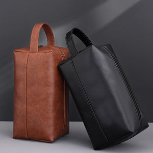 Trousse de maquillage universelle en cuir PU de marque personnalisée en gros pour hommes et femmes trousse de toilette de voyage pour les voyages d'affaires - Product Image 1