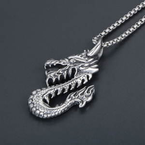 <b>Titanium</b> Steel Dragon Pendant Necklace Chinese Style Animal Zodiac Fashion Jewelry SP738 - Product Image 4