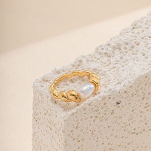 Aliança de casamento vintage moderna banhada a ouro 18K <span class=keywords><strong>real</strong></span> geométrica para mulheres e homens - Product Image 3
