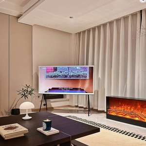 Cheminée électrique moderne autoportante Meuble TV Slimline noir avec LED Intelligence Flame Inset pour usage domestique - Product Image 3