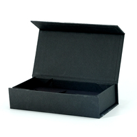Boîte cadeau pliable en carton rigide noir mat de luxe avec logo personnalisé, fermeture magnétique, vide
