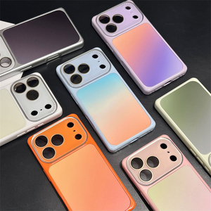 เคสโทรศัพท์ทรงสี่เหลี่ยมแบบกระจกไล่เฉดสี Gradient AG Frame สำหรับ iPhone 18 17 16 15 14 Pro Max ฝาหลังแบบด้านป้องกันเลนส์กล้องลายเรนโบว์ - Product Image 6