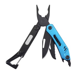 8in1 Stainless Steel <strong>Multitool</strong> with Serrated Jaw <strong>Black</strong> Folding Pocket Pliers Carabiner OEM Customizable Multipurpose Multi Tool - Product Image 1