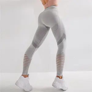 Calça leggings feminina por atacado, calça elástica sem costura para ioga, fitness, com logotipo personalizado