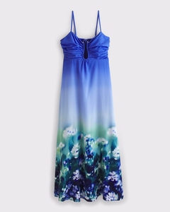 LEDUO Customized Popular Elegant Women Cutout Ruched Bust <b>Spaghetti</b> <b>Strap</b> Floral Print Summer Dress - Product Image 3