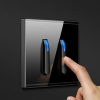 Interruptor de Luz de Pared con Botón de Reinicio de Cristal Tipo Tecla de Piano LangYeao, Estándar del Reino Unido, 1/2/3/4 Vías, con Enchufe de Carga Rápida USB Tipo-C
