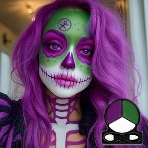 Kit d'applicateur de peinture minérale pour le visage et le corps blanc, vert, violet, Halloween, <span class=keywords><strong>fée</strong></span> sombre, sorcière, monstre, costume de cosplay - Product Image 2