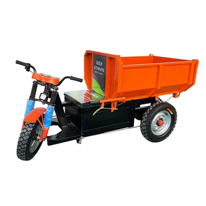 Tricycle de transport fermé à quatre roues en plastique vert, chariot industriel mobile avec cadre en acier et roues rouges - Product Image 5