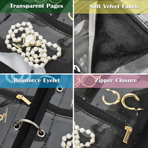 Étui de rangement pour bijoux de voyage, sacs à bijoux, classeur de rangement pour bijoux avec fermeture éclair transparente - Product Image 4