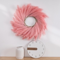 MW61214 nouveau Design couronne d'herbe artificielle de pampa en tissu pour toile de fond de mur de fleur