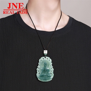 Pendentif en jade naturel de <span class=keywords><strong>type</strong></span> A, jade bleu eau, Amitabha Bouddha, pendentif en jade <span class=keywords><strong>du</strong></span> zodiaque chinois, chien, cochon, Bouddha gardien, quatre rencontres - Product Image 4