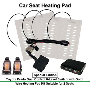 Chauffe-siège de <span class=keywords><strong>voiture</strong></span> à 6 niveaux de contrôle double, coussin chauffant à fil doré, kit de chauffage rapide pour Toyota Prado, confort de conduite hivernal - Product Image 1