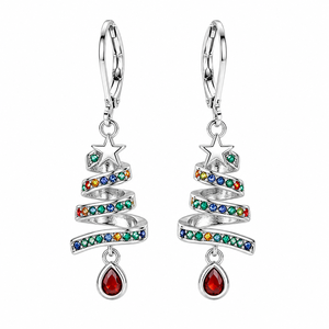 Orecchini a Forma di Albero di Natale Colorati e Traforati, Ornamenti e Regali per Feste Natalizie da Donna - Product Image 4