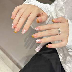 डिजाइन #2355 हस्तनिर्मित फ्रेंच फैशन फूल गैंडे नाखून पर प्रेस - Product Image 3