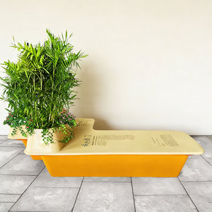 Modern Text-Imprinted Fiberglass Waterproof Seating with Flower Box Customizable Urban Art Bench for Park Hotel & Warehouse Use - Product Image 2
