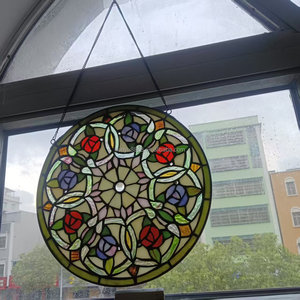 Solid 12" China Stained Cathedral Glass <b>Window</b> Panel European Design High <b>Light</b> Transmittance Curtain Wall Workshop Living Wall - Product Image 6