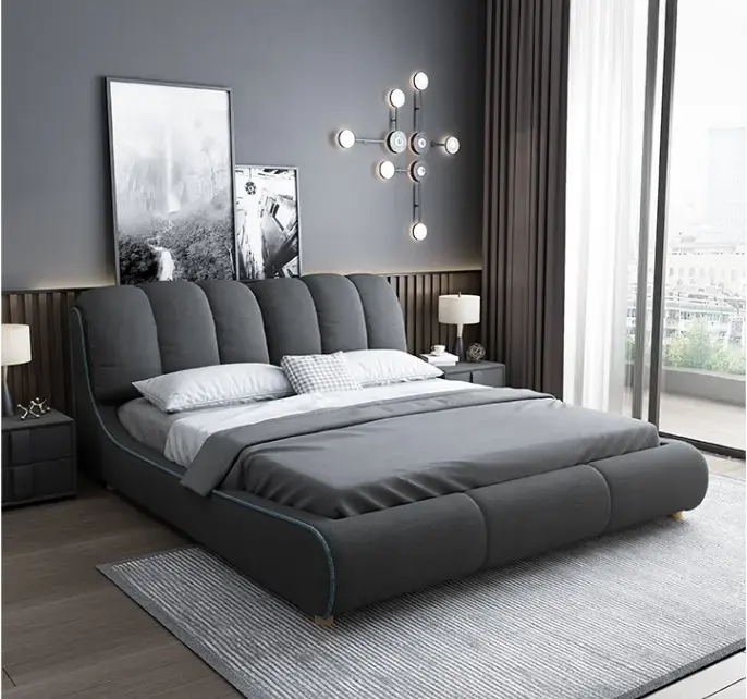 Cama de lujo inteligente de cuero KEHUI, cama moderna de madera maciza Queen con almacenamiento, cama doble, marco de colchón, juego de cama king size