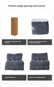 <span class=keywords><strong>Canapé</strong></span> de sol compressible en velours côtelé avec design capitonné 3D profond, fauteuil paresseux pliable avec appui-tête pour salon et chambre - Product Image 5