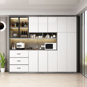 Porte vitrée en bois au design moderne Étagère de rangement murale Buffet Vaisselle Vin Présentoir Armoire pour le salon - Product Image 2