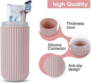 Vente en gros : Boîte de rangement scellée en deux parties pour dentifrice et support double pour gobelets de bain de bouche, portable, écologique, pour le voyage et la mode - Product Image 2