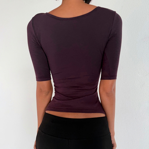 Women's U Neck Short Sleeve Viscose/Polyester Knit <b>Top</b> Regular Fit Solid Color Eco-Friendly Anti-UV Breathable <b>Patchwork</b> Basic - Product Image 6