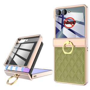 เคสหนังเทียมหรูหราพร้อมที่ยึดแม่เหล็กสำหรับ Galaxy Z Flip 6 7 8 ลายเพชร เคสโทรศัพท์แบบพับได้ - Product Image 6