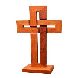 Escultura de Cruz de Madera para Pared, Arte Religioso Decorativo, Diseño Rústico para Decoración del Hogar, Sala de Estar, Navidad, Año Nuevo, Nacimiento de Bebé, Lavable - Product Image 2