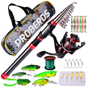 Portable Telescopic Fishing Rod Reel Combo Lure Set Line Bag Carbon Fiber Long Range Tackle Kit for Saltwater Freshwater