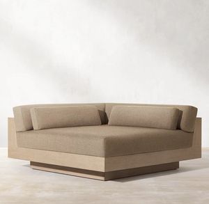 โซฟาไม้ยาวทำจากไม้สักรูปตัวยูที่นั่งสบายลึกเฟอร์นิเจอร์กลางแจ้งหรูหรา - Product Image 4