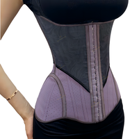 Corset amincissant en latex respirant avec crochets réglables, pour le contrôle du ventre après l'accouchement et le remodelage de la silhouette sablier
