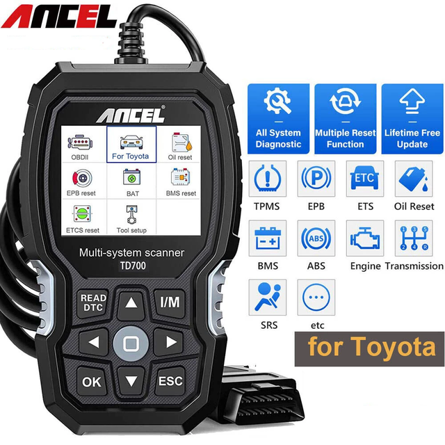 ANCE TD700 OBD2 Code Reader Universal Car Diagnostic Tool with 11+ Resets Transmission TPMS ABS Engine Scan