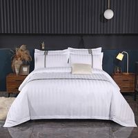 Ensemble de literie personnalisé en coton 100% rayé, qualité hôtelière, avec logo brodé 60s, comprenant drap plat, drap-housse et taies d'oreiller