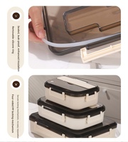 Boîte à bento portable multi-compartiments en acier inoxydable avec couvercle transparent et support pour téléphone, personnalisable en usine