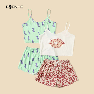 Top <span class=keywords><strong>pigiama</strong></span> <span class=keywords><strong>con</strong></span> stampa dinosauro e leopardato per ragazze <span class=keywords><strong>con</strong></span> pantaloncini <span class=keywords><strong>pigiama</strong></span> per bambini PJs - Product Image 2